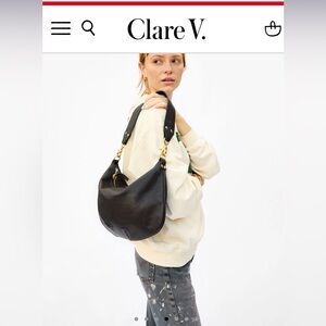 Clare V black leather messenger bag